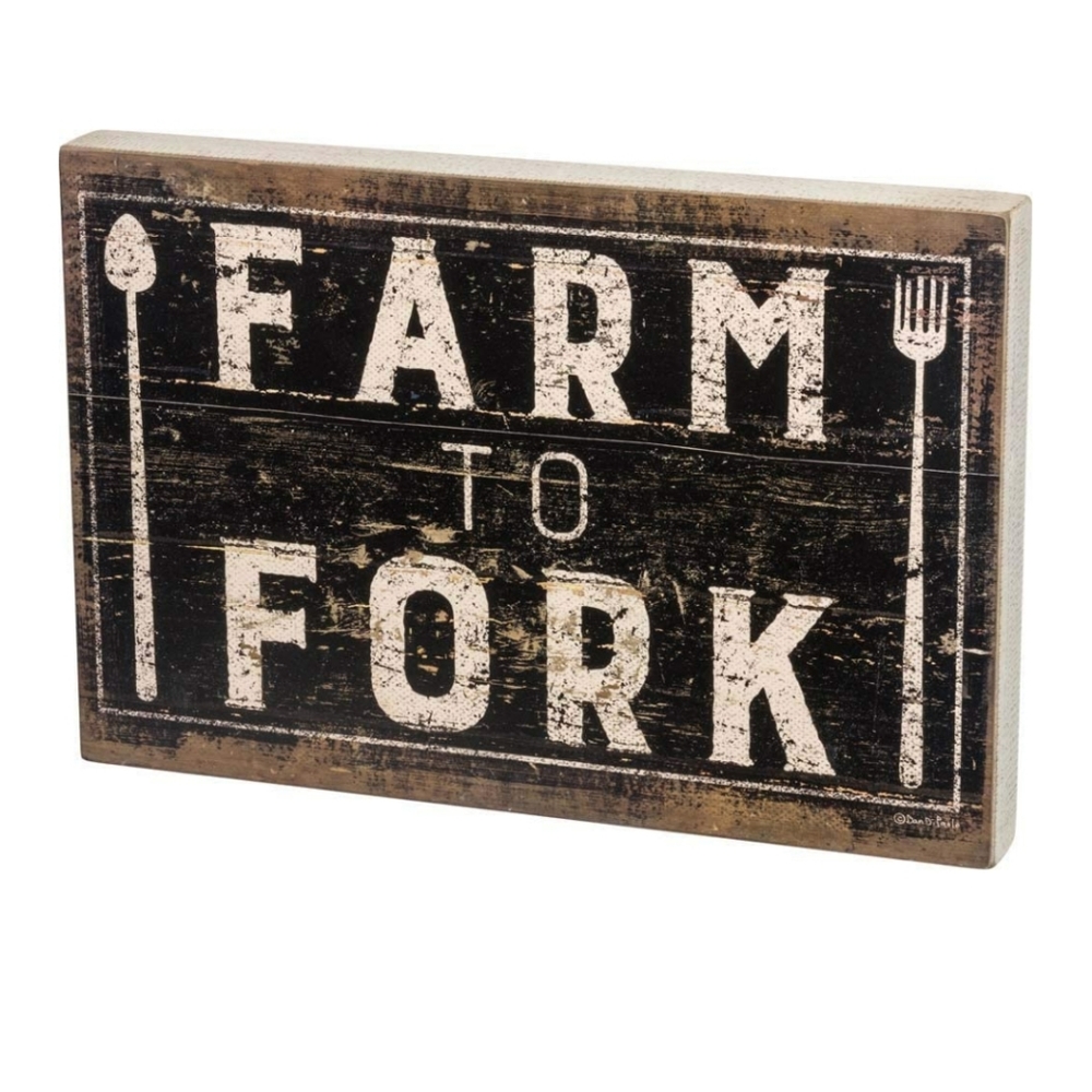 NEW FARM TO FORK BOX SIGN HOME DECOR